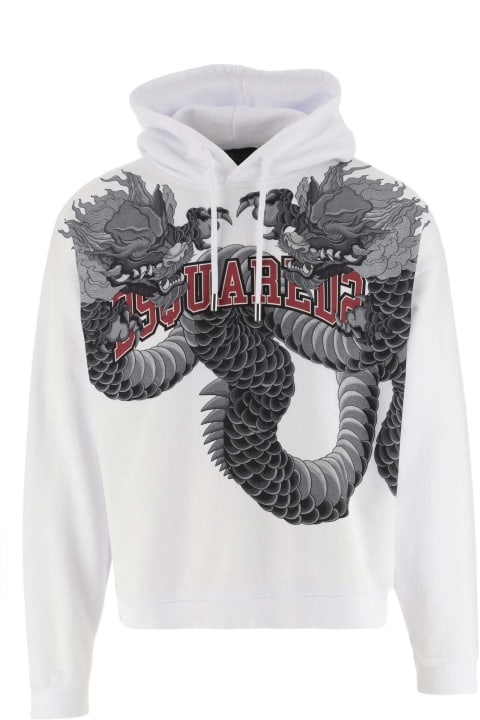 Dsquared2 Fleeces & Tracksuits for Men Dsquared2 Logo Printed Cotton Hoodie
