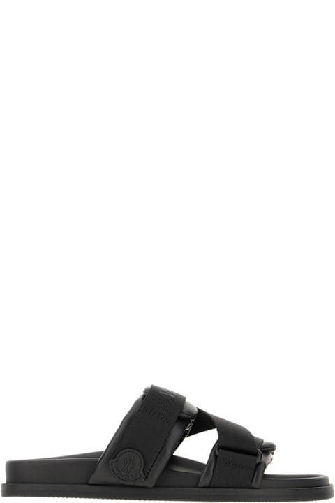 【送料&関税込】Moncler Black Leather And Fabric Sandals Moncler Women's Fantine Leather Woven Sandal Black – Year