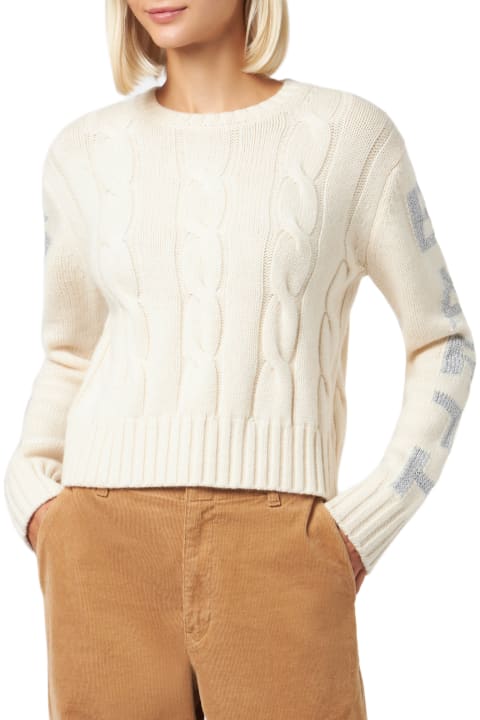 Homeware MC2 Saint Barth Woman Crewneck Braided Sweater With Saint Barth Lurex Print