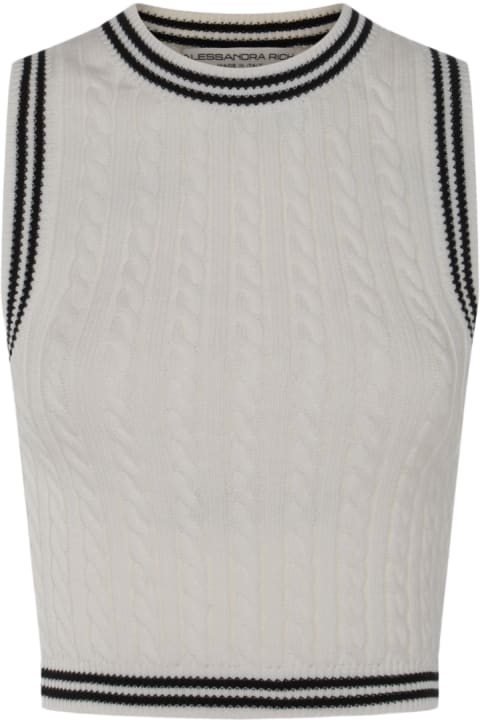 Fashion for Women Alessandra Rich White And Black Cotton Top