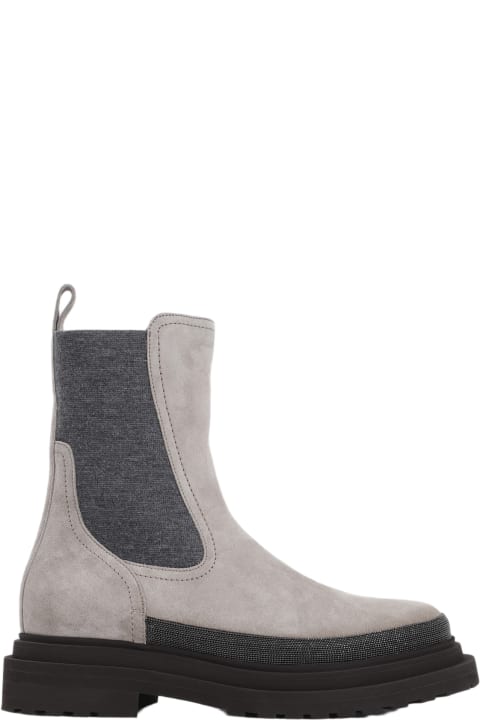 Brunello Cucinelli أحذية برقبة لـ السيدات Brunello Cucinelli Suede Leather Boots