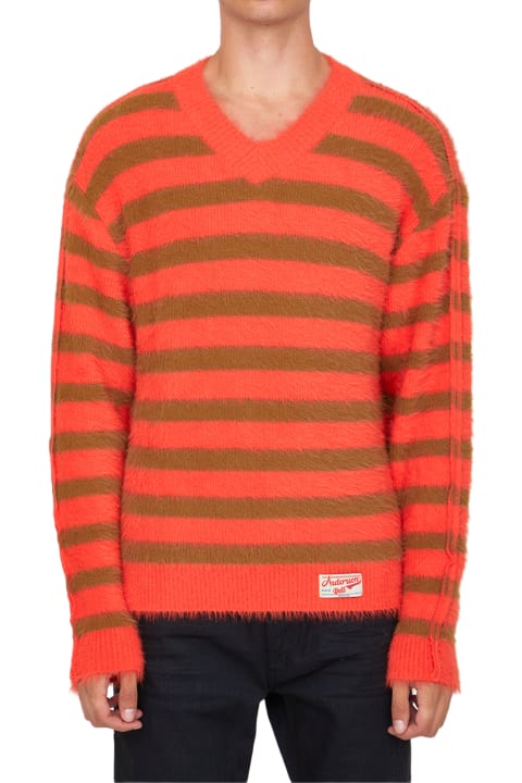 Andersson Bell Sweaters for Men Andersson Bell Orange And Beige Striped Jumper