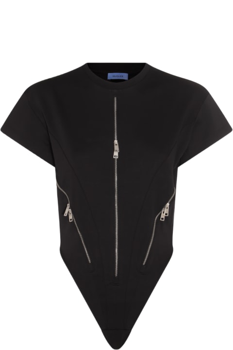 Underwear & Nightwear for Women Mugler Black Jersey Zipped Bodysuit