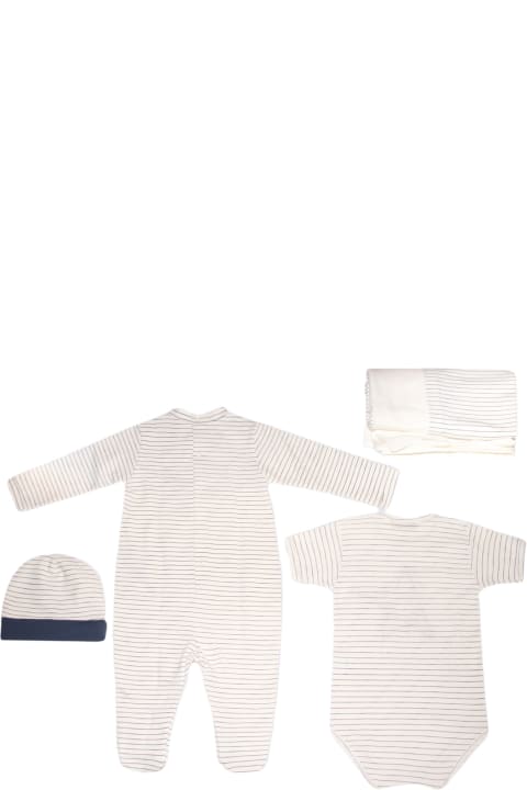 Accessories & Gifts for Baby Girls Golden Goose Blue And White Cotton 4 Pieces Nursery Set