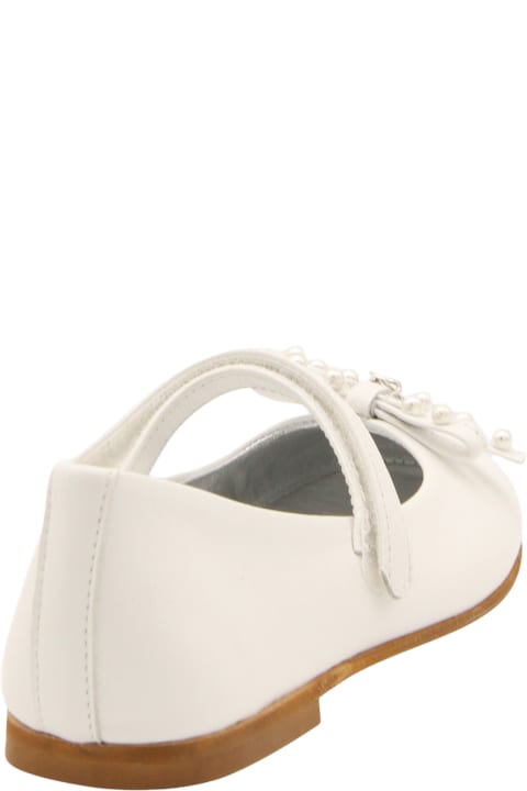 Monnalisa Shoes for Girls Monnalisa White Leather Flats