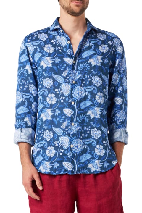 Homeware MC2 Saint Barth Man Linen Pamplona Shirt With Flower Print