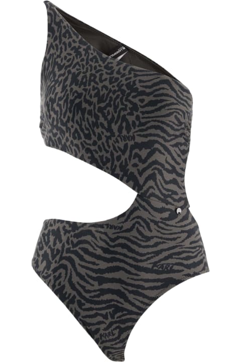 ウィメンズ Karl Lagerfeldの水着 Karl Lagerfeld One-shoulder One-piece Swimsuit