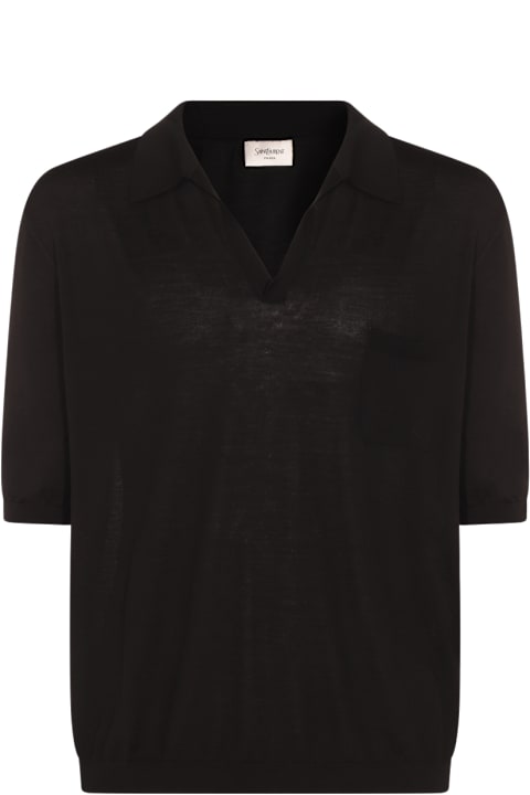 Tシャツ・カットソー Saint Laurent SS25 Wool polo shirt (821733Y77AS 1021) SAINT LAURENT Wool Polo Shirt for Men | MR PORTER