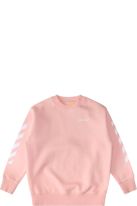 Sweaters & Sweatshirts for Girls Off-White Pink Cotton Sweatshirt
