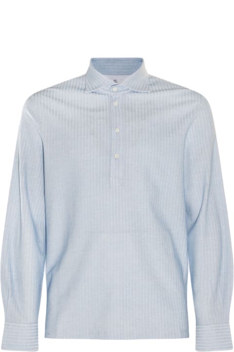 Topwear for Men Brunello Cucinelli Light Blue Cotton Polo Shirt