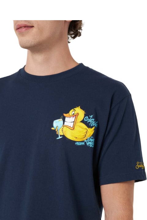 Homeware MC2 Saint Barth Man Cotton T-shirt With Cryptopuppets Ducky Gin Front And Back Placed Print | Cryptopuppets Special Edition