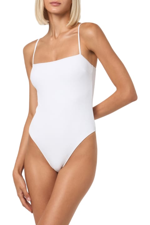 Homeware MC2 Saint Barth Woman White Ribbed One Piece Swimsuit