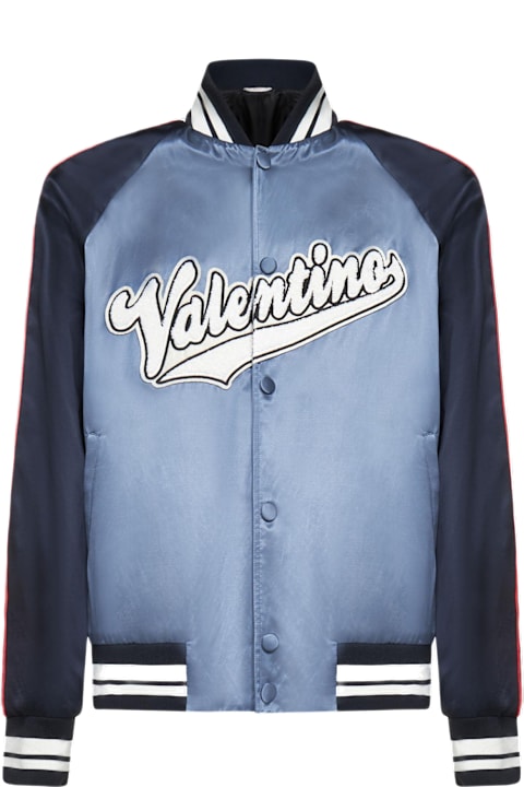 Valentino Garavani Coats & Jackets for Men Valentino Garavani Logo-patch Viscose And Cotton Bomber Jacket
