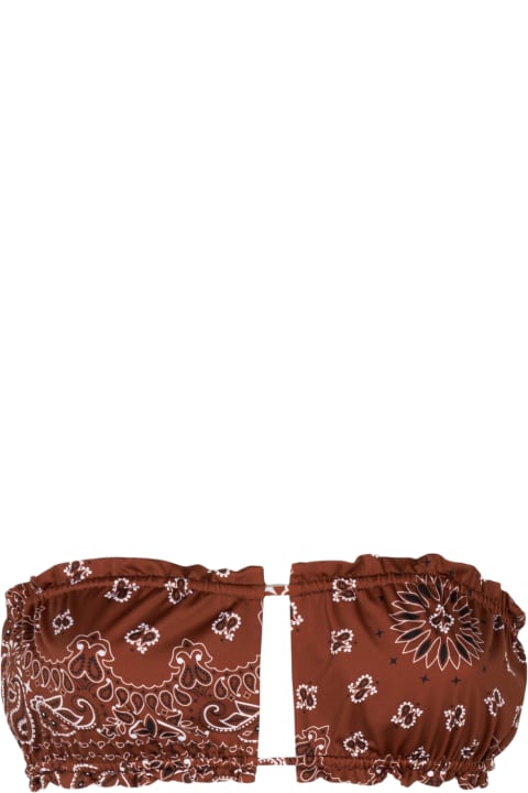 Homeware MC2 Saint Barth Woman Bandeau Top Swimsuit With Bandanna Print