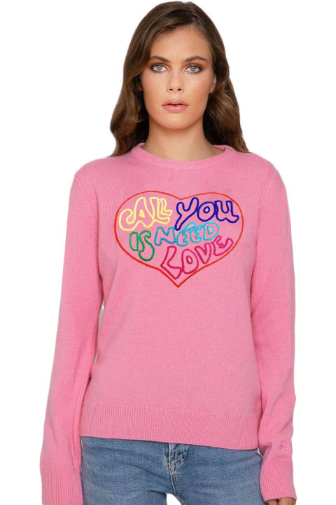 Homeware MC2 Saint Barth Woman Pink Sweater All You Need Is Love Embroidery