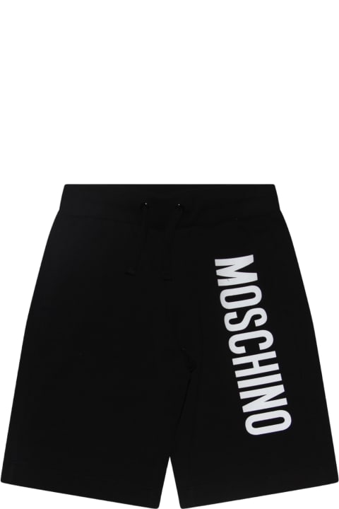 Bottoms for Boys Moschino Black And White Cotton Blend Track Shorts
