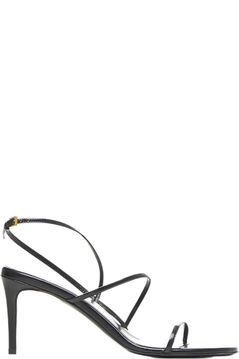 サンダル・ミュール KHAITE SS25 Black leather Loop sandals (F3077920L920 200) Loop Sandal with Beads in Black Leather – KHAITE
