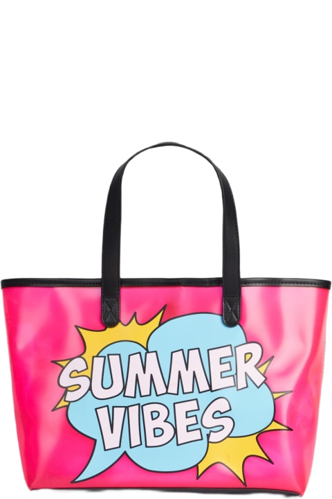 Homeware MC2 Saint Barth Pink Transparent Pvc Beach Bag With Summer Vibes Print