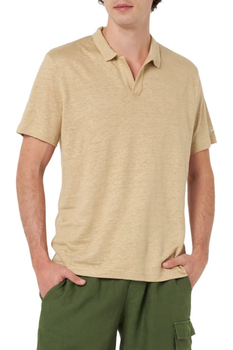 Homeware MC2 Saint Barth Beige Linen Buttonless Polo Shirt Fraser