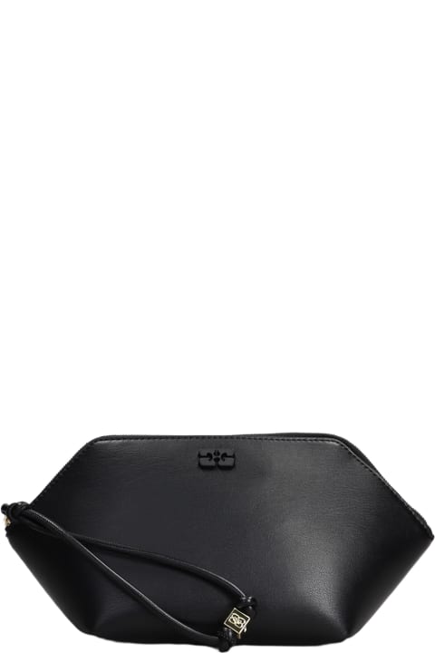 Ganni Clutches for Women Ganni Bou Zipped Hand Bag In Black Leather