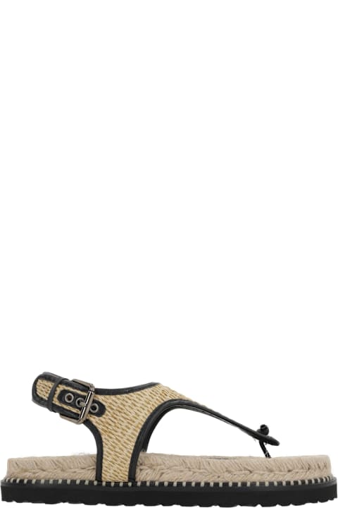 Castañer for Women Castañer Tamesis/104 Thong Sandals In Raffia And Smooth Leather