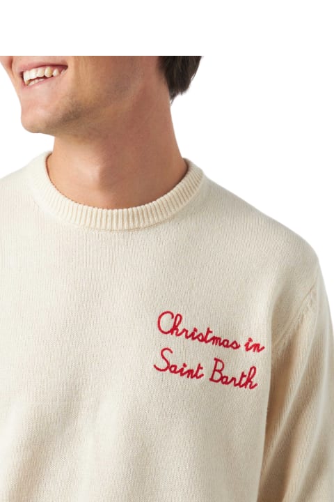 Homeware MC2 Saint Barth Man Crewneck Sweater With Christmas In Saint Barth Embroidery