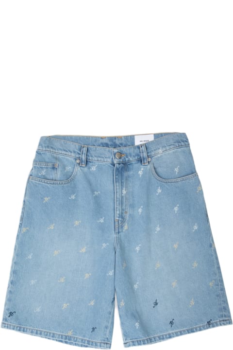 Axel Arigato Pants for Men Axel Arigato Miles Short Light blue denim shorts with monogram pattern - Miles Shorts