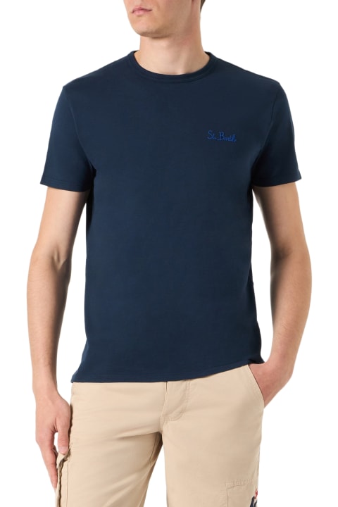 أدوات منزلية MC2 Saint Barth Garment Dyed Blue Man T-shirt