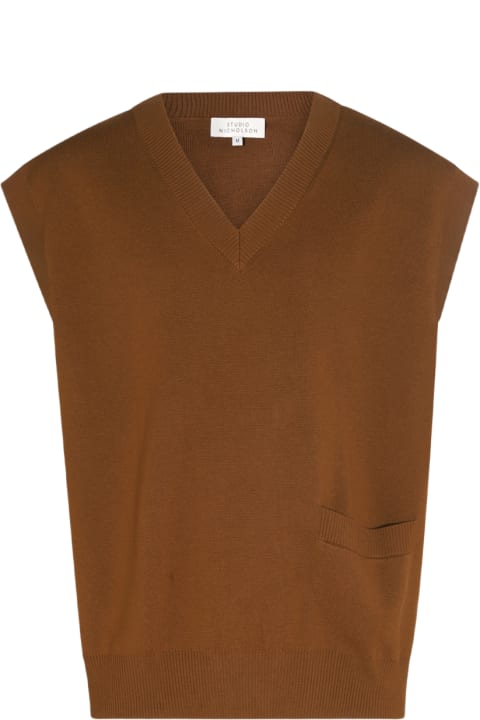 Studio Nicholson Coats & Jackets for Men Studio Nicholson Brown Wool-cotton Blend Gilet