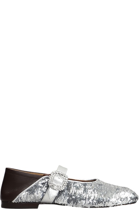Wales Bonner Flat Shoes for Women Wales Bonner Ballerina Buckle Ballet Flats In Silver Leather