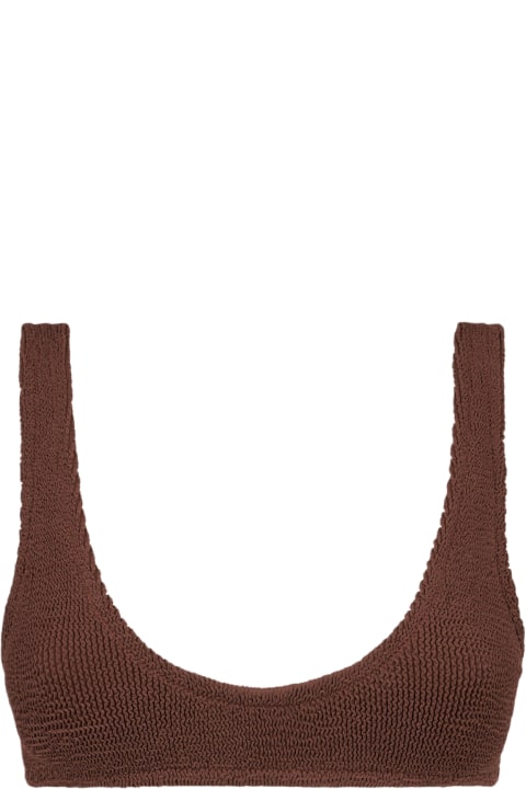 Underwear & Nightwear for Women MC2 Saint Barth Woman Brown Crinkle Bralette Swimsuit