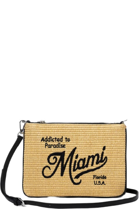 Homeware MC2 Saint Barth Parisienne Straw Pochette With Miami Embroidery
