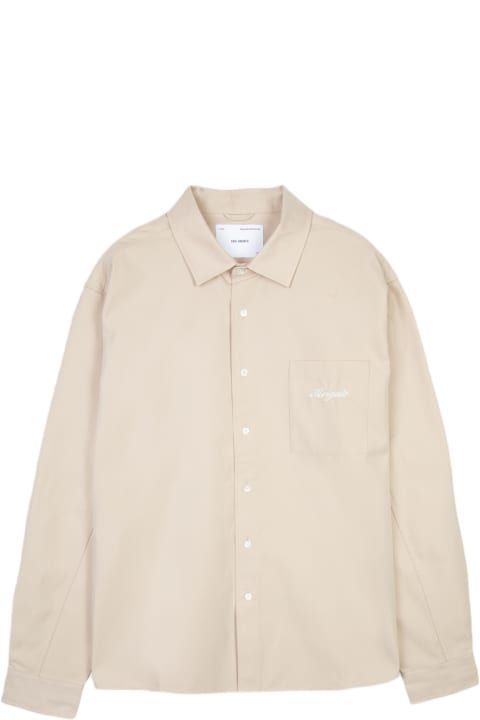 Axel Arigato for Men Axel Arigato Flow Overshirt Beige shirt with chest pocket and logo - Flow overshirt
