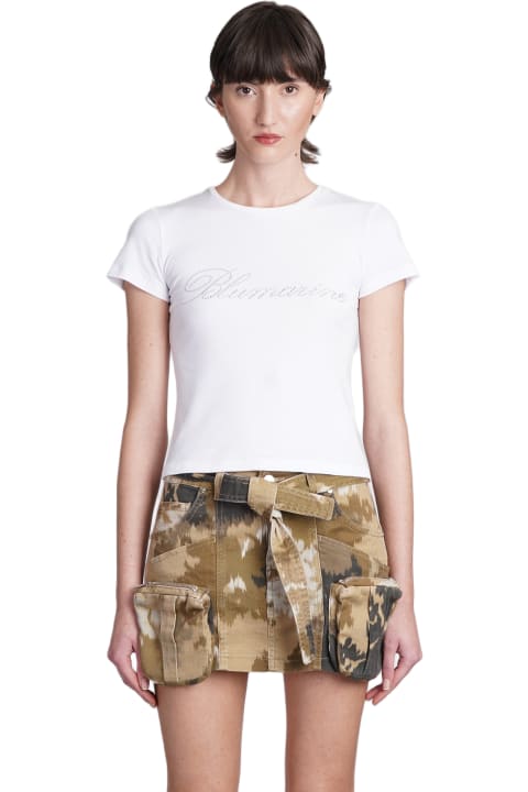 Blumarine Topwear for Women Blumarine T-shirt With Studs And Rhinestone Embroidery