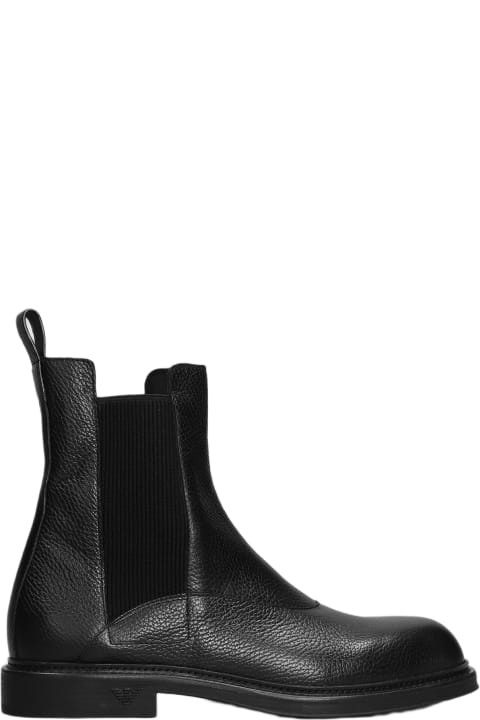 Boots for Men Emporio Armani Ankle Boots In Black Leather