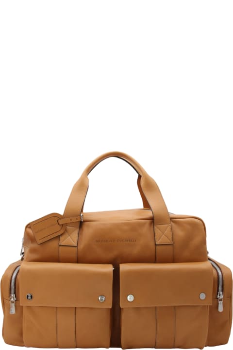 Luggage for Men Brunello Cucinelli Beige Leather Leisure Bag
