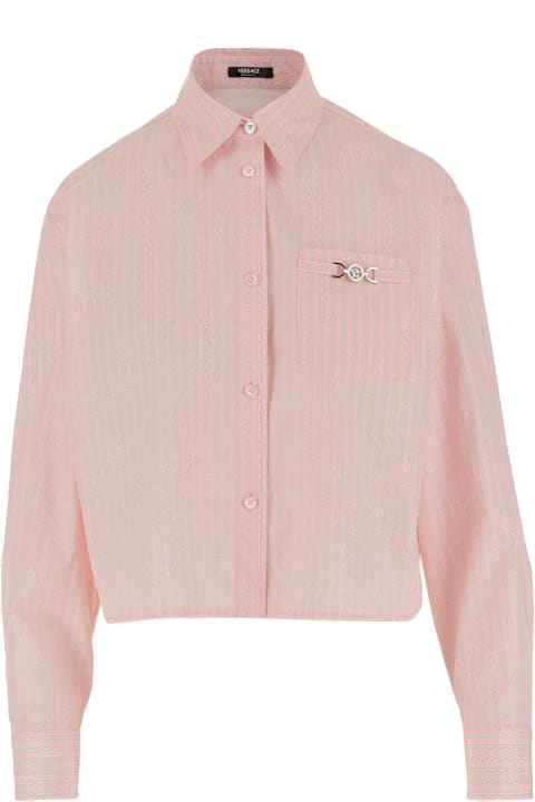 Homeware Versace Cotton Crop Shirt With Pinstripe Chain Pattern