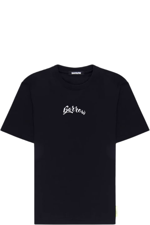 メンズ Barrowのトップス Barrow Jersey T-shirt Unisex Black T-shirt With Front Italic Logo And Back Graphic Print