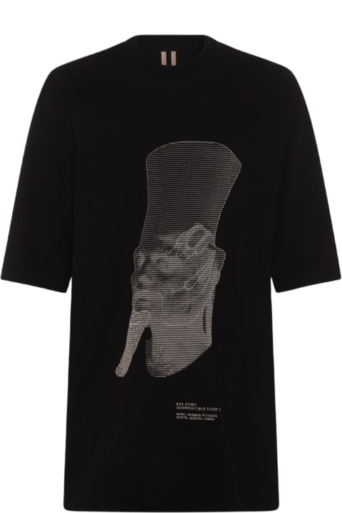 Rick Owens Topwear for Men Rick Owens Black And Beige Cotton T-shirt