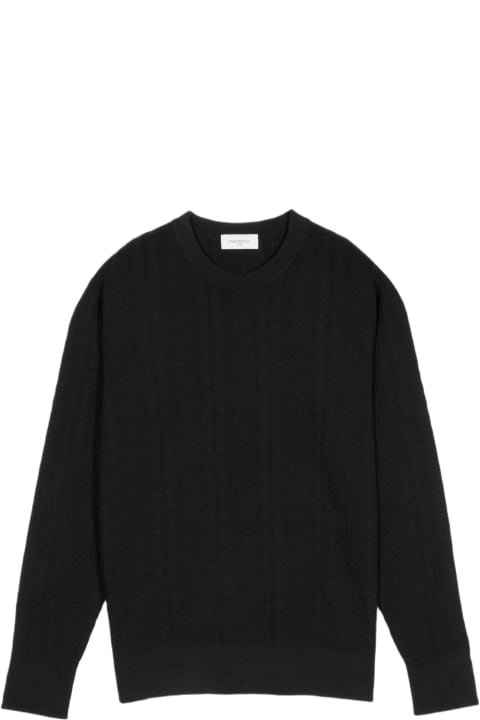 Girocollo Black intarsia wool sweater