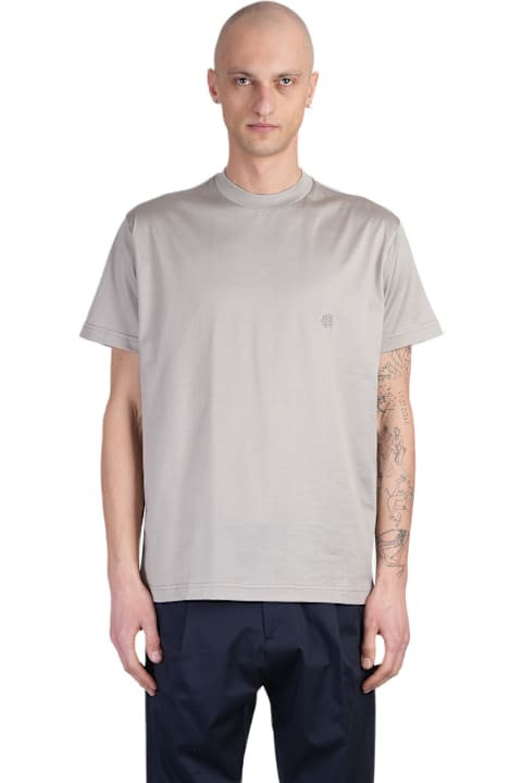 Low Brand ملابس علوية لـ القسم الرجالي Low Brand B150 Rose T-shirt In Grey Cotton