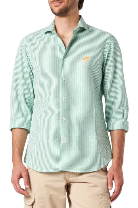 Homeware MC2 Saint Barth Man Seersucker Striped Pamplona Shirt