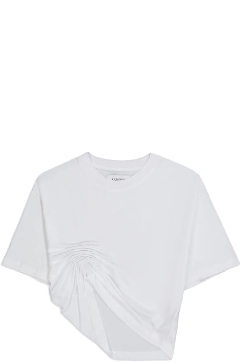 ウィメンズ Laneusのトップス Laneus Jersey T-shirt Woman White cotton cropped t-shirt with drapery - Jersey T-shirt