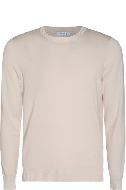 Malo سترات لـ القسم الرجالي Malo White Cotton Knitwear