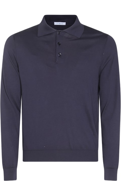 Malo سترات لـ القسم الرجالي Malo Blue Cotton Knitwear