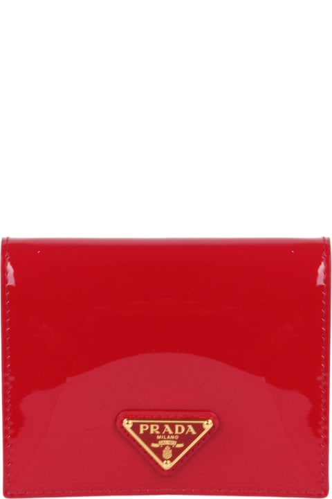 ウィメンズ Pradaのアクセサリー Prada Prada Triangle Logo Patent Leather Wallet