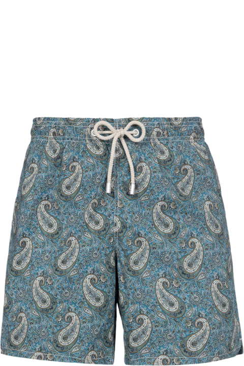 Homeware MC2 Saint Barth Man Mid-length Gustavia Swim-shorts With Cashmere Print