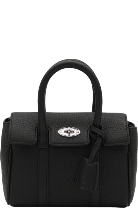 Mulberry Totes for Women Mulberry Black Leather Mini Bayswater Heavy Top Handle Bag