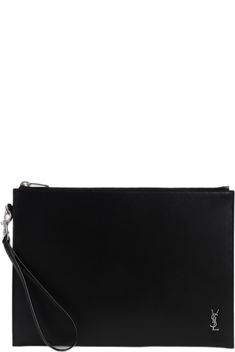 Hi-Tech Accessories for Women Saint Laurent Cassandre Tablet Holder In Shiny Leather With Zip