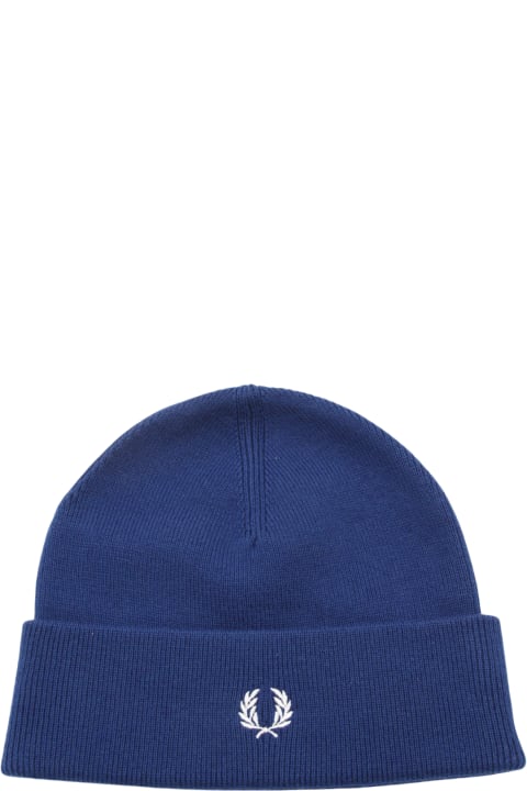 Fred Perry for Men Fred Perry Navy Blue And White Cotton-wool Blend Beanie